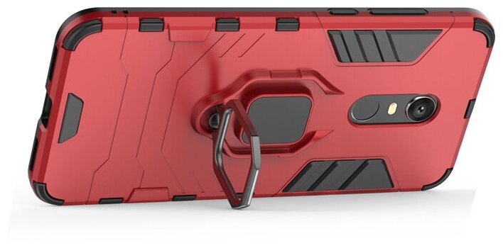 Противоударный чехол с кольцом Panther Case для Xiaomi Redmi 5 Plus / Redmi Note 5 (SC) красный
