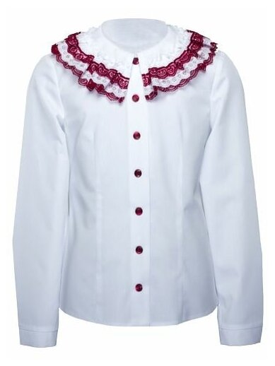 Школьная блуза андис, прилегающий силуэт, на пуговицах, размер 140, белый