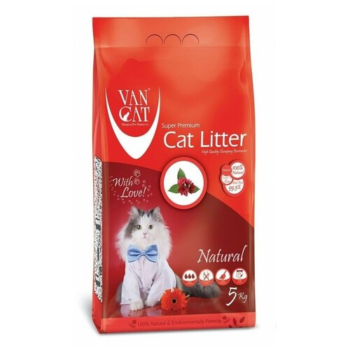 Комкующийся наполнитель VANCAT VAN CAT Natural для кошачьих туалетов 100 % натуральный, без пыли 5 кг