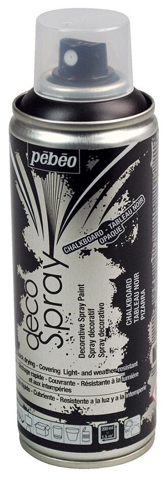 Краска с эффектом грифельной доски decoSpray, 094003 Черный, 200 мл, Pebeo