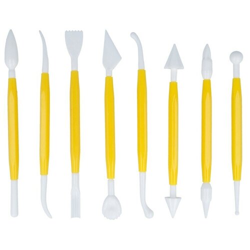 фото S-chief набор кондитерских инструментов для моделирования shf-0010, 8 шт., белый/желтый