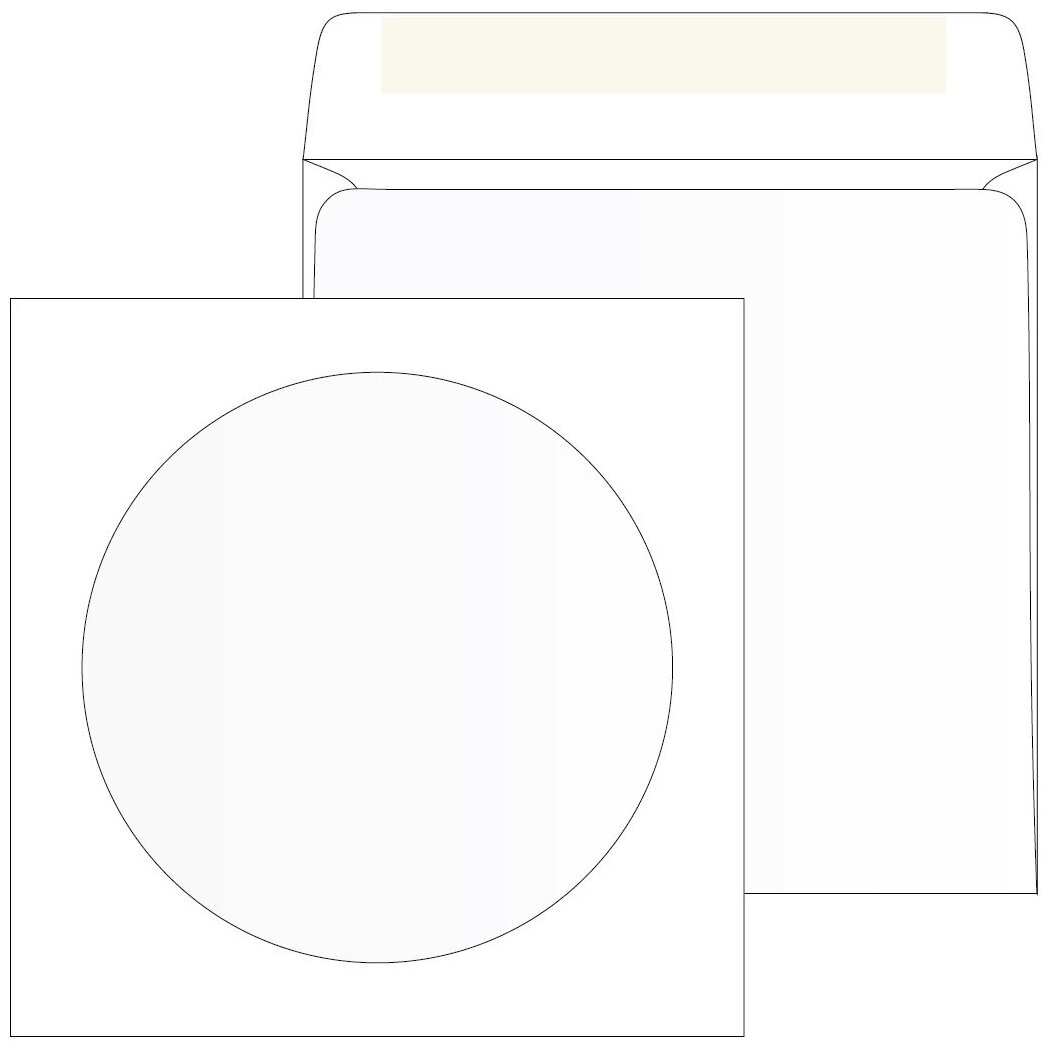 Конверт CD PACKPOST Белый, декстрин 125х125 мм, окно d 100 мм, 25 шт