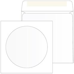 Конверт CD PACKPOST Белый, декстрин 125х125 мм, окно d 100 мм, 25 шт
