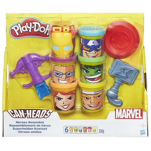 Масса для лепки Play-Doh Коллекция героев Мстителей Marvel (B5528) 6 цв. масса для лепки play doh бургер барбекю b5521 5 цв