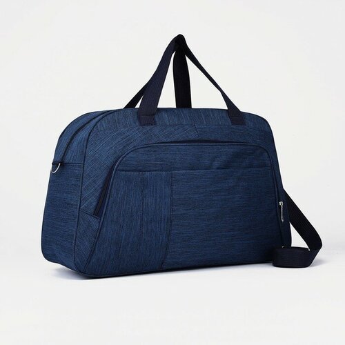 Саквояж 53 см, синий сумка дорожная на молнии наружный карман длинный ремень цвет коричневый