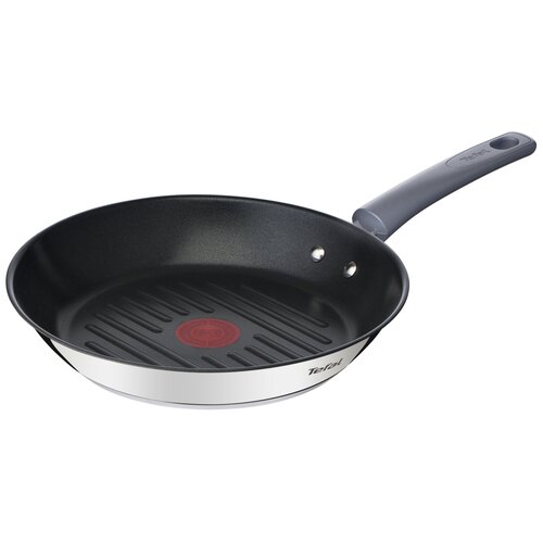 Сковорода гриль Tefal Daily Cook G7314055, диаметр 26 см, с индикатором нагрева, с антипригарным покрытием, из нержавеющей стали, для газовых, электрических и индукционных плит