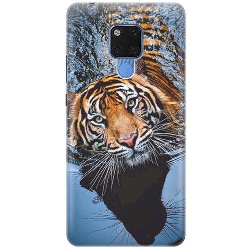 фото Re:paчехол - накладка artcolor для huawei mate 20 x с принтом "тигр купается"