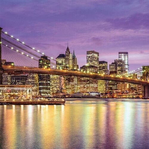 Моющиеся виниловые фотообои Бруклинский мост огни, 250х250 см