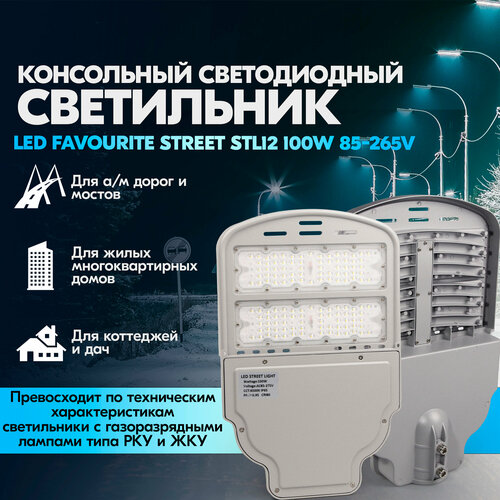 Уличный консольный светодиодный светильник фонарь на столб Led Favourite street STL12 100W 85-265V