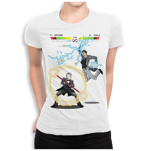 фото Футболка dream shirts тесла против эдисона женская m белая