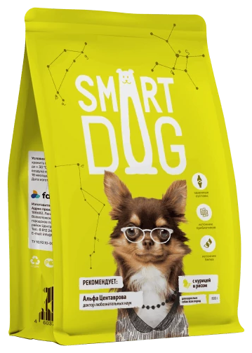 Корм сухой Smart Dog для взрослых собак с курицей и рисом, 800 г
