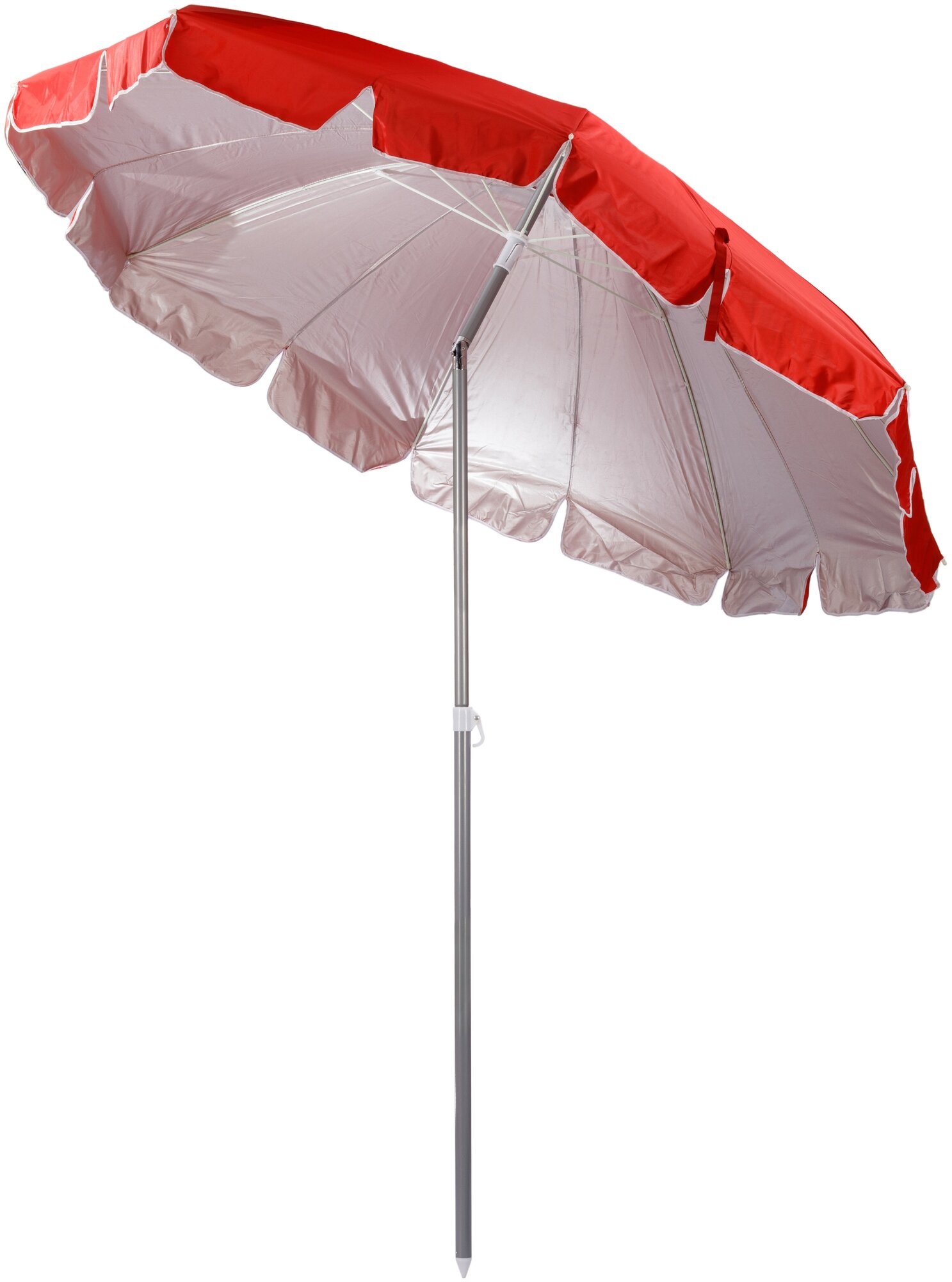 Пляжный зонт, 2,35 м, с клапаном, с наклоном (красный), в чехле - фотография № 3