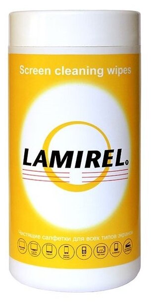 Чистящие салфетки Lamirel для экранов всех типов в тубе, 100 шт. LA-11440