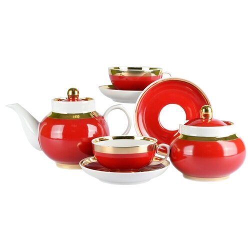 Дулёвский фарфор Рубин Рубин 031822, 6 персон, 14 предм.