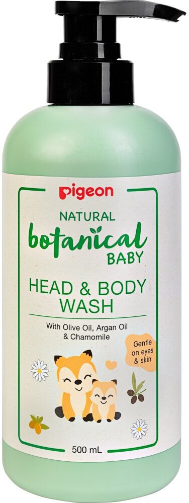 PIGEON Гель для купания и мытья головы и тела Natural Botanical Baby Head & Body Wash, 500 мл