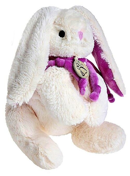 Мягкая игрушка Lapkin Кролик белый/фиолетовый, 30 см, белый