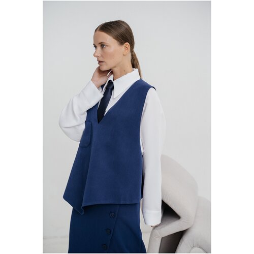 фото Жилет женский модный дом виктории тишиной, итало синий 801-22, размер s