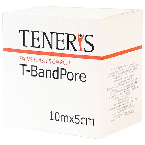 TENERIS T-BandPore пластырь-повязка (липкий бинт) на нетканой основе, 5x1000 см белый