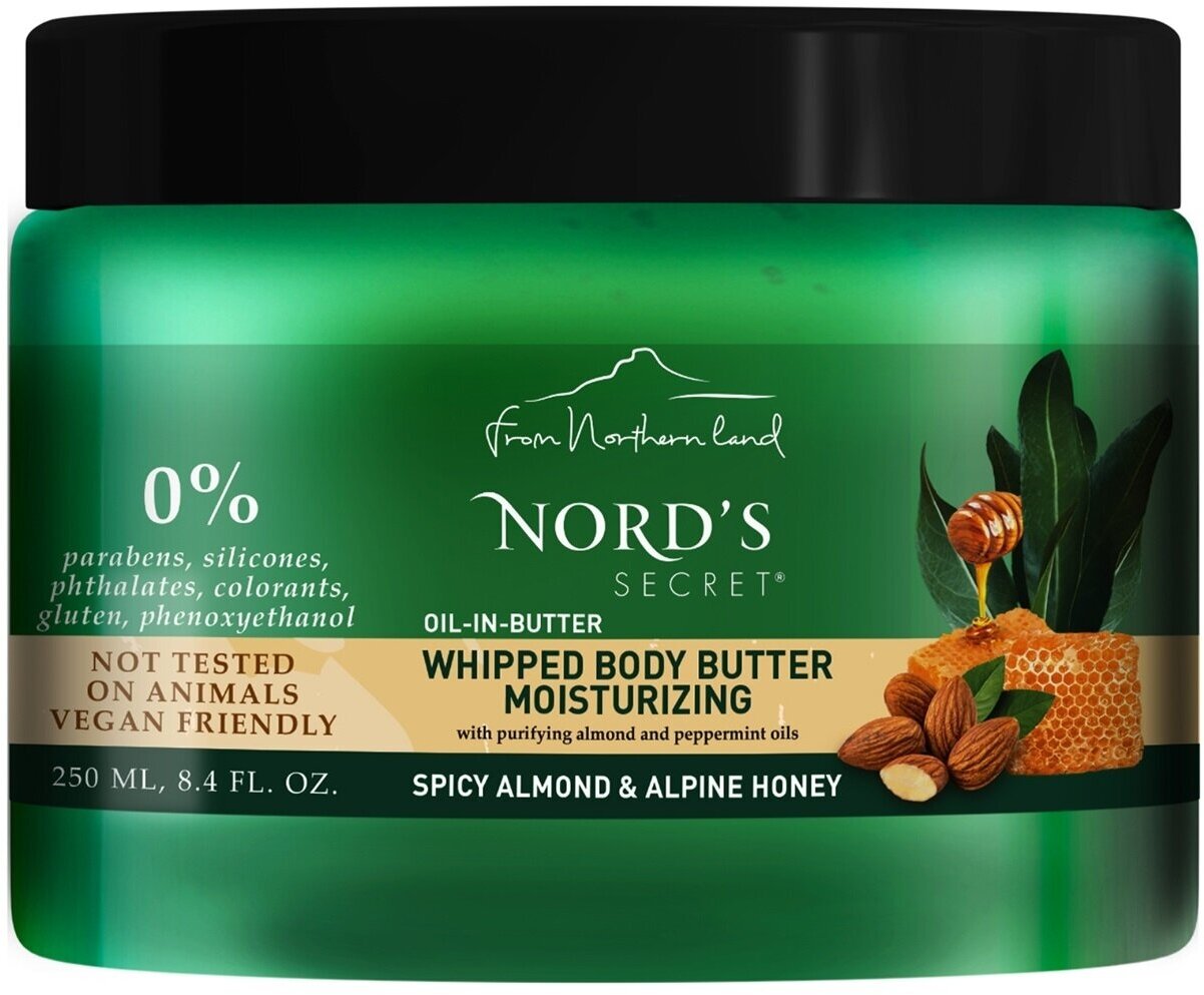 фото NORDS SECRET Масло для тела взбитое Пряный миндаль и Альпийский мед, 250 мл