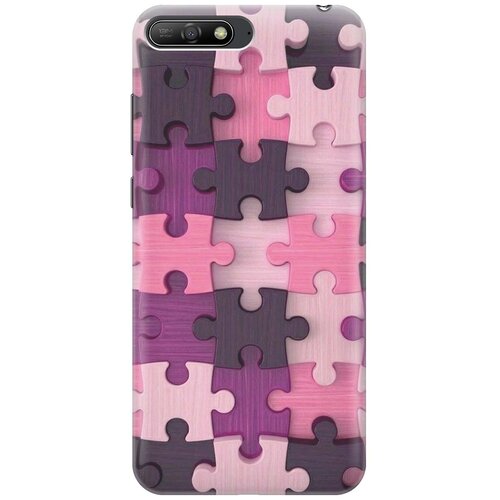 фото Cиликоновый чехол на huawei y6 (2018) / хуавей у6 (2018) с принтом "сиреневый паззл" gosso