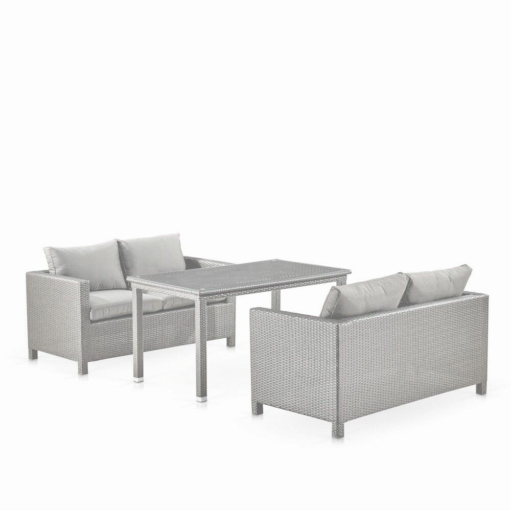 Обеденный комплект плетеной мебели с диванами Афина T256C/S59C-W85 Latte