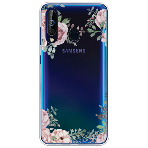 Силиконовый чехол на Samsung Galaxy A60 / Самсунг Галакси А60 Нежные розы акварель, прозрачный