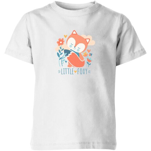 детская футболка милая лисичка лиса подарок девочке 104 белый Футболка Us Basic, размер 10, белый