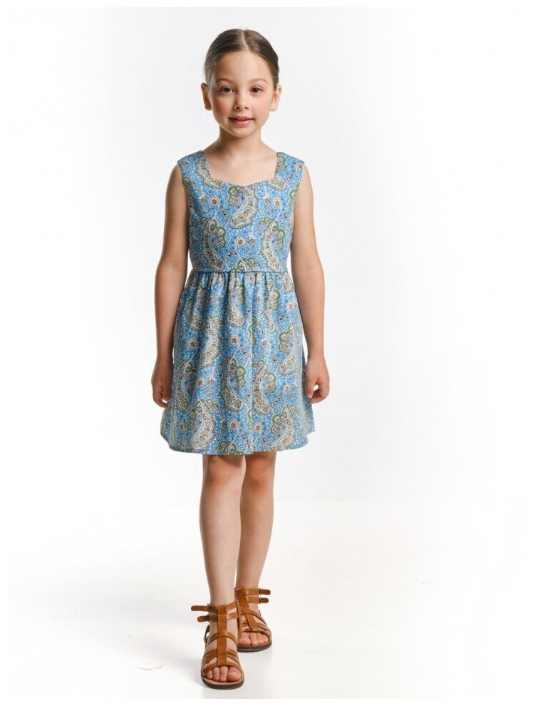 Платье для девочек Mini Maxi модель 3356 цвет голубой/мультиколор размер 110