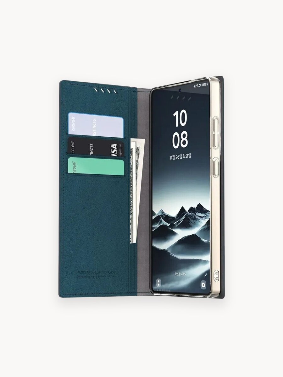 Чехол-книжка на Samsung Galaxy S25 Ultra Araree Mustang Diary, цвет: синий