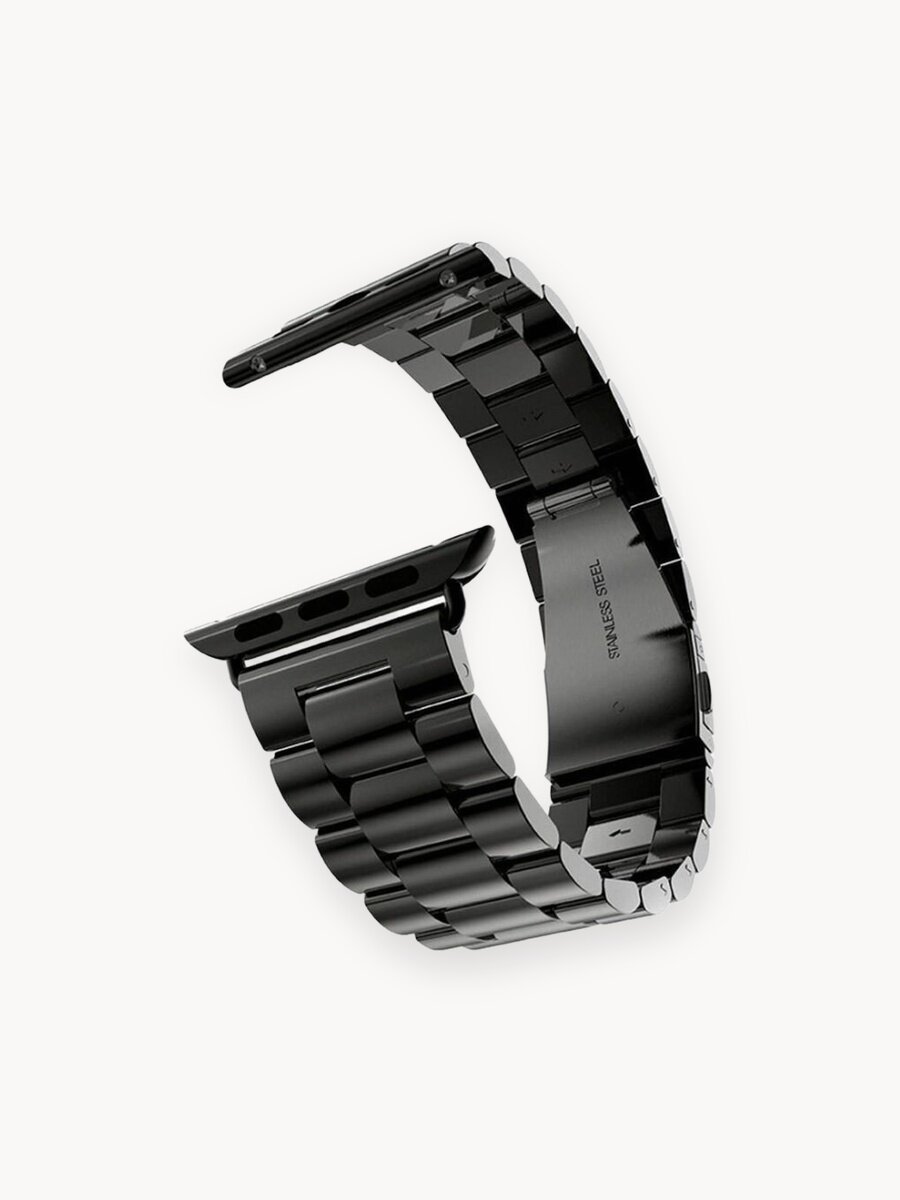 Стальной браслет для Apple Watch 42 44 45 49 мм Ultra, металлический ремешок, черный