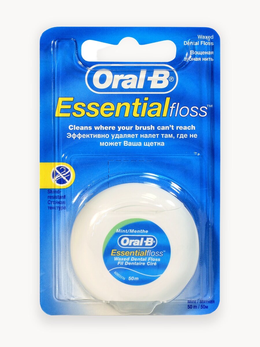 Зубная нить Oral-B Essential Floss Невощеная 50м (для взрослых, назначение: универсальное, катушка)