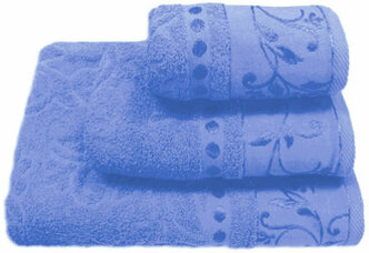 Набор махровых полотенец жаккард 3 шт тёмно-голубой 35х60, 50х90, 70х130