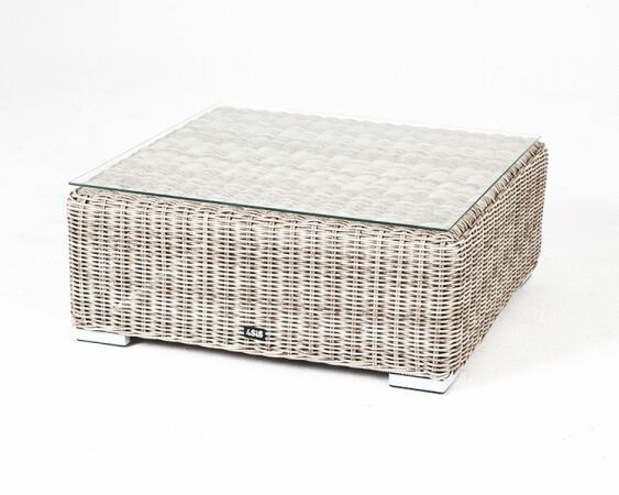 фото Журнальный столик 4SIS Лунго из искусственного ротанга, 73 х 73 х 33 см, ручное плетение, практичная столешница YH-S4019G beige бежевый