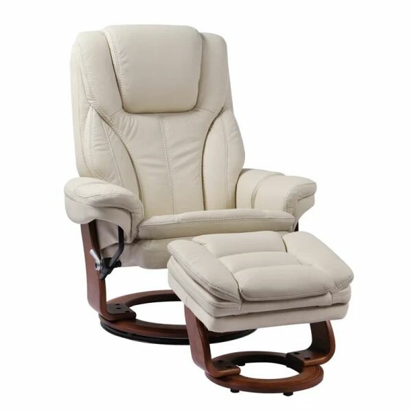 Кресло-реклайнер Falto Relax Hana с подставкой для ног (дымчатый орех) механическое, обивка натуральная кожа, вращение кресла 360 7753WB-482-10-046