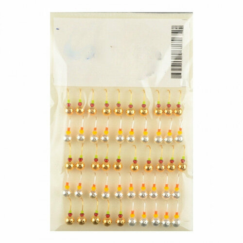 фото Мормышка литая с бисером шар ф4 золото/серебро 25/25, 50 шт/упак