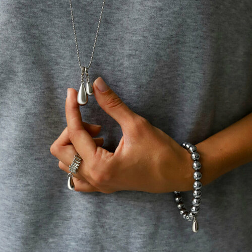 Колье Hitrospletenia длина 85 см серебристый 4466₽