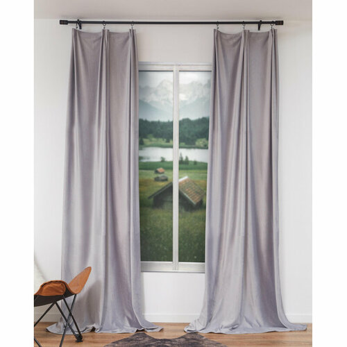 Комплект штор HOLLAND вельвет 200х270см, однотонный серый 2шт, 6187908