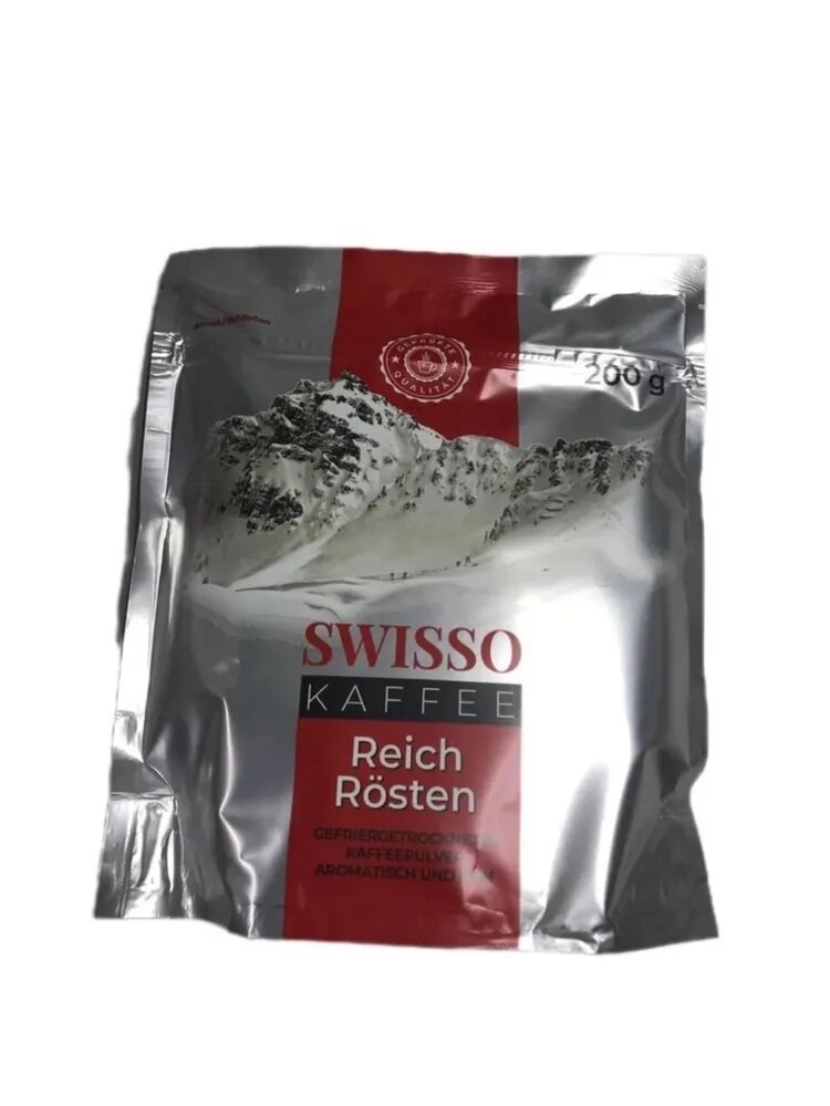 Кофе растворимый сублимированный в пакете Swisso Kaffee Reich Rosten 200г, из Финляндии - фотография № 2