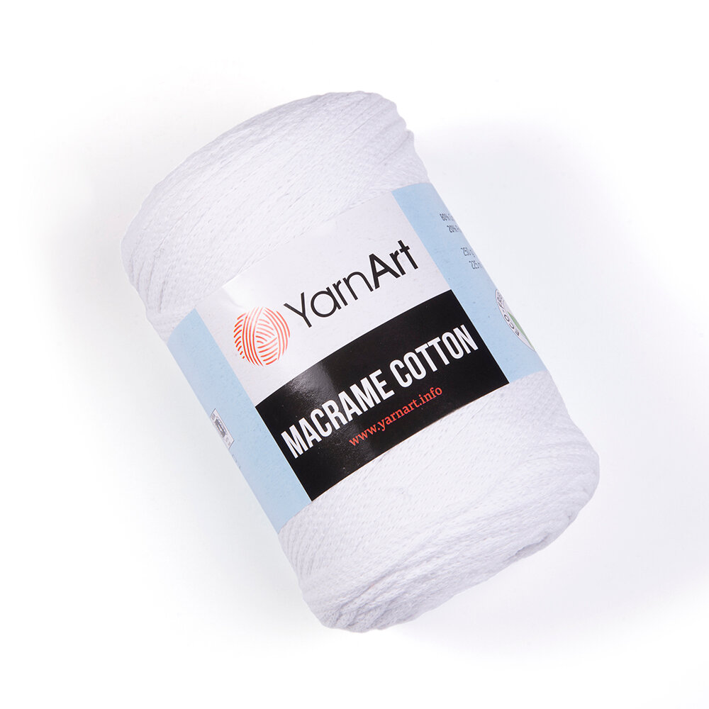 фото Пряжа YarnArt Macrame Cotton (85% хлопок, 15% полиэстер) 250 гр, 225 м, 751 ярко-белый , 1 моток