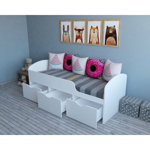 Кровать Малыш 160х80 правая/левая (цвет: белый)