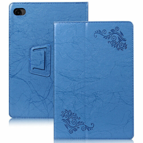Чехол MyPads Bellissimo modello закрытого типа с красивым узором для планшета TCL Tab 10 FHD 9161G с держателем для руки синий из эко кожи