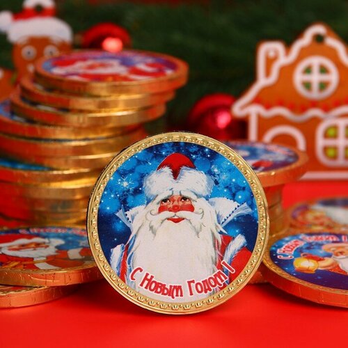 Шоколадная медаль "Дед мороз и Снегурочка". 25 г 1004275 (24 шт)