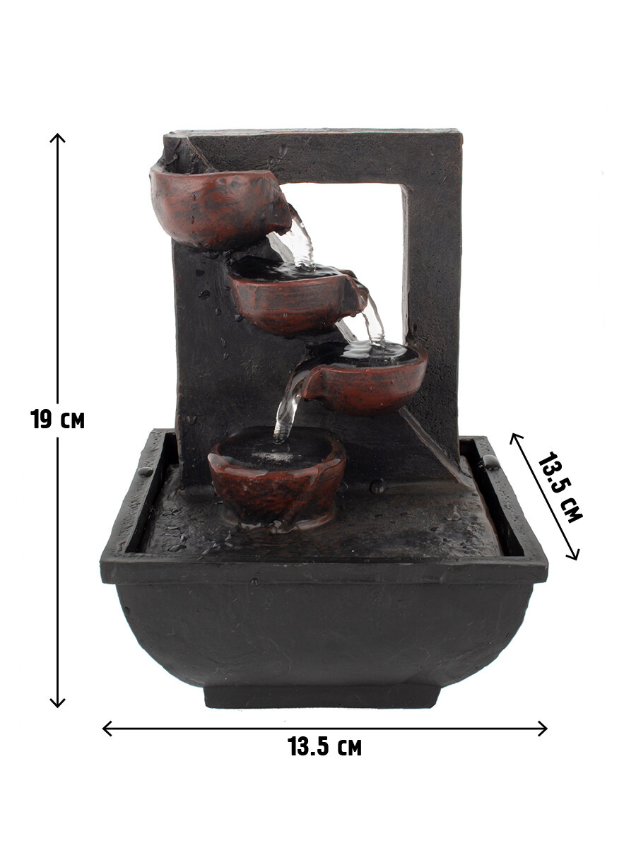 GARDEN SHOW Фонтан комнатный "Каскад",13,5 х13,5 х19 см, 1/12