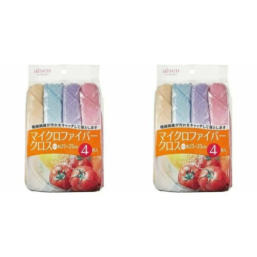 Aisen Тряпочки для кухни из микрофибры KOUGYOU, 25x25 см, 4 шт в уп, 2 уп
