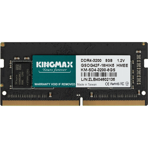 Память DDR4 8Gb 3200MHz Kingmax KM-SD4-3200-8GS RTL CL17 SO-DIMM 260-pin 12В dual rank 242800₽