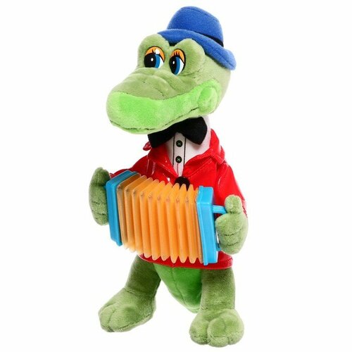 мягкая игрушка крокодил гена с аккордеоном 21 см звук мульти пульти цвет зелёный Мягкая игрушка «Крокодил Гена с аккордеоном», 21 см, звук