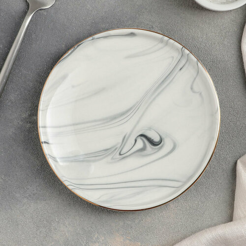 Тарелка керамическая пирожковая «Мрамор», d=15 см, цвет серый (комплект из 5 шт)