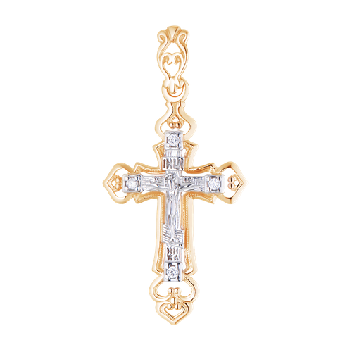 Крестик Ювелир Карат, красное золото, 585 проба, фианит крест золотой с бриллиантами арт 3232805