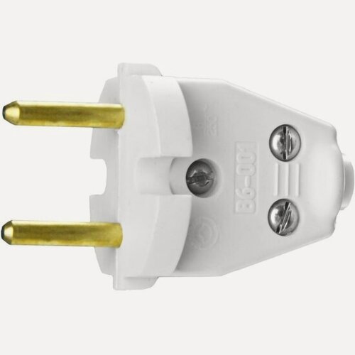 Изображение товара Вилка Сибин электрическая, разборная, 6А/220В, белая, 55152-W
