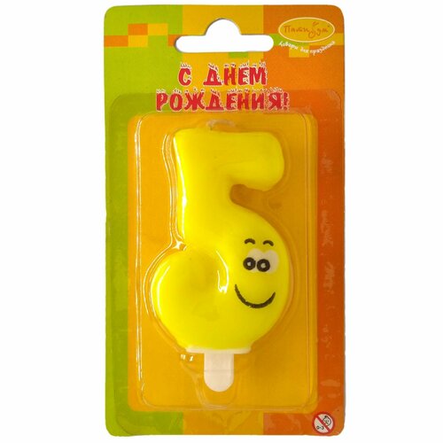 Свеча для торта цифра 5 8см улыбка 293₽